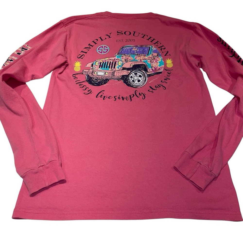 Simply Southern Tshirt Pink Jeep Be Classy Live Simply Stay Sweet Size Small GUC